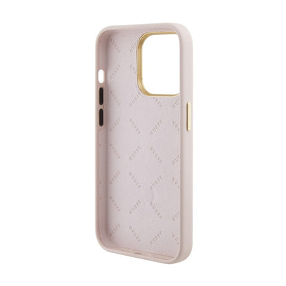 Guess Silicone Logo Strass 4G - iPhone 15 Pro dėklas (rožinis)