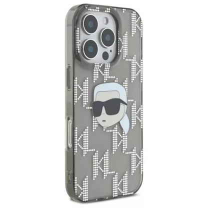 IML Karl Head su metalo danga - dėklas iPhone 16 Pro Max (juodas) Karl Lagerfeld