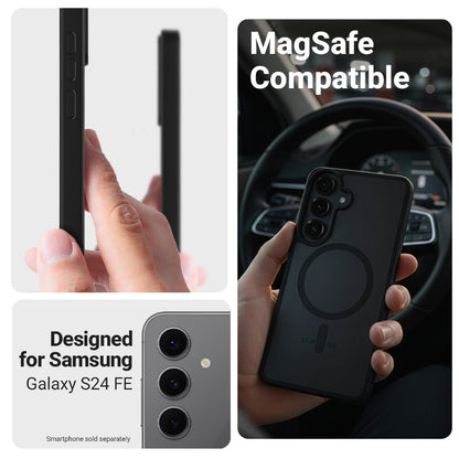 Crong Hybrid Matte Magnetic - MagSafe dėklas Samsung Galaxy S24 FE (Juodas)