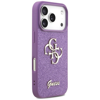 Guess Dėklas iPhone 17 Pro su Dideliais 4G Blizgučiais (Alyvinis)