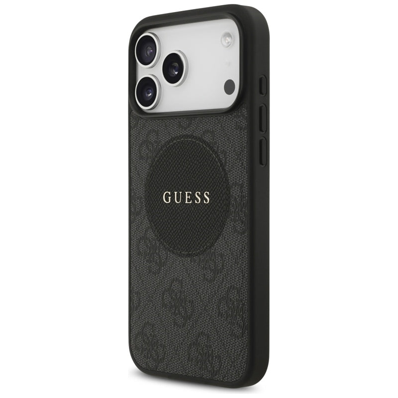 Guess 4G Circle Classic Logo MagSafe – Dėklas iPhone 17 Pro Max (Juodas)
