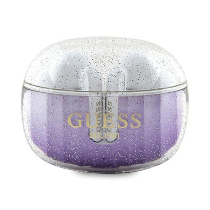 Guess Glitter Gradient - TWS „Bluetooth“ ausinės + įkrovimo dėklas (violetinis)