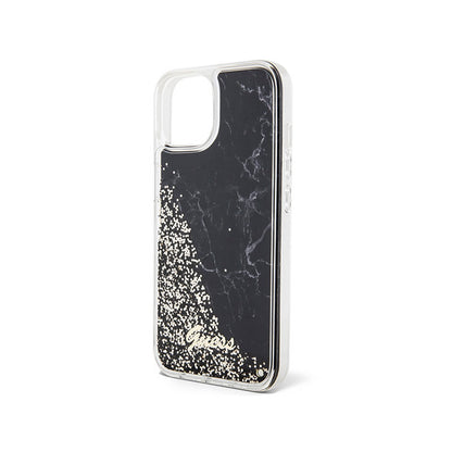 Guess Liquid Glitter Marble - dėklas skirtas iPhone 14 (juodas)