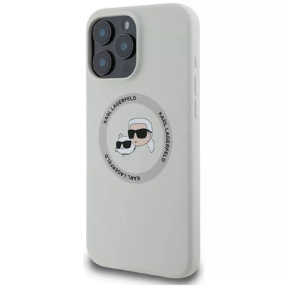 Karl Lagerfeld Silicone Double Heads And Circle MagSafe – „iPhone 16 Pro“ dėklas (smėlio spalvos)