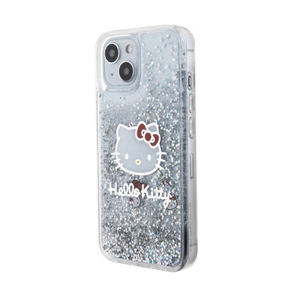 „Hello Kitty“ skystų blizgučių pakabukai „Kitty Head“ – „iPhone 15“ dėklas (sidabrinis)