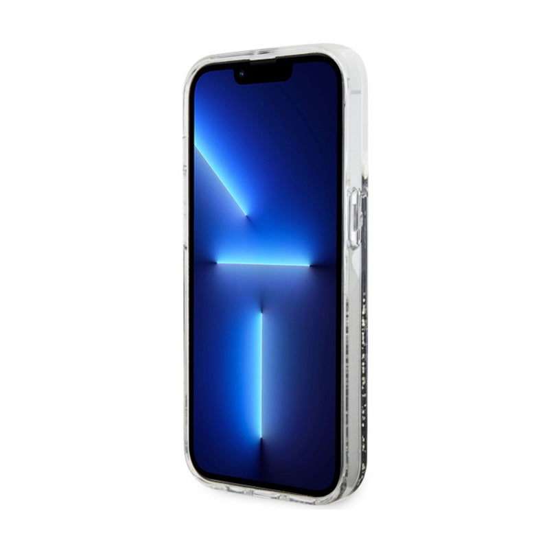Guess Liquid Glitter Marble – dėklas iPhone 14 Pro (juodas)