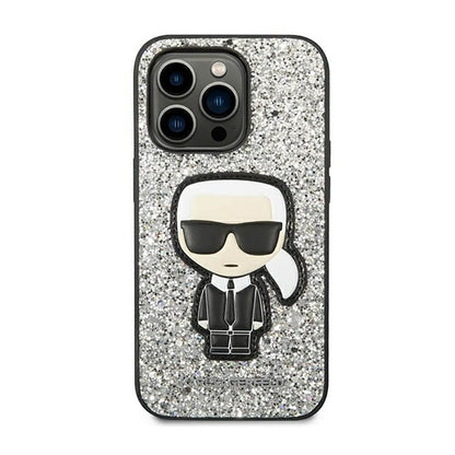 Karl Lagerfeld Glitter Flakes Ikonik – dėklas skirtas iPhone 14 Pro Max (sidabrinis)