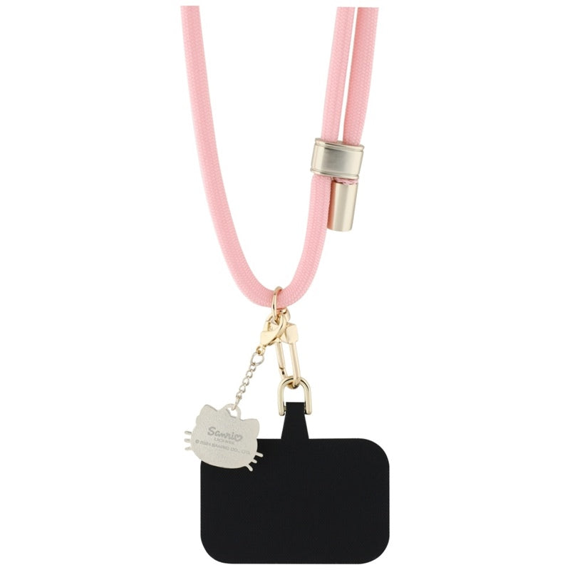 „Hello Kitty“ pleistras ir „Kitty“ galvos pakabukas – universalus telefono dirželis / raištelis (rožinis)