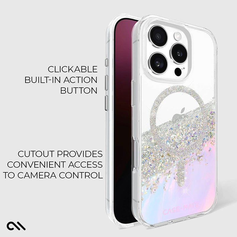 Case-Mate Karat MagSafe – Dėklas iPhone 16 Pro (Holografinis Muilo Burbulas)