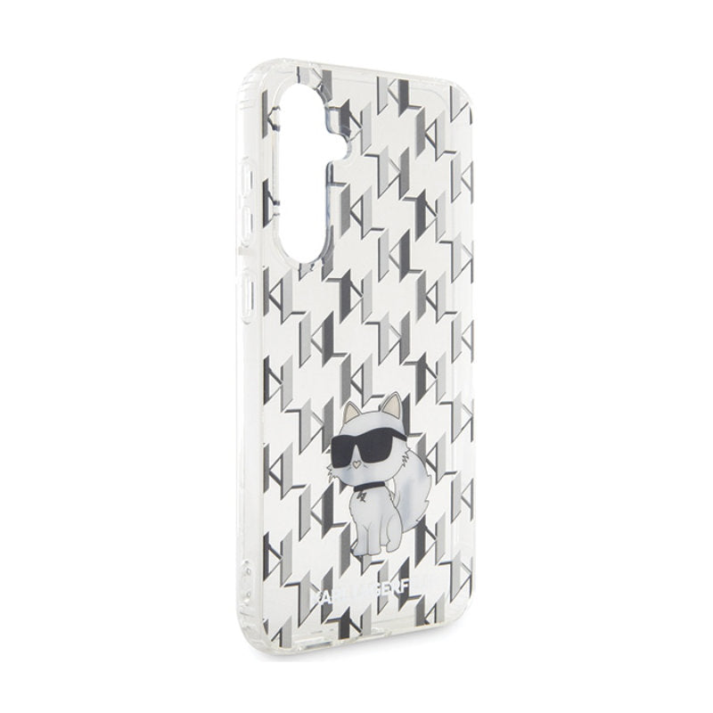 Karl Lagerfeld Monogram Choupette – „Samsung Galaxy S23 FE“ dėklas (skaidrus)