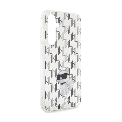 Karl Lagerfeld Monogram Choupette – „Samsung Galaxy S23 FE“ dėklas (skaidrus)