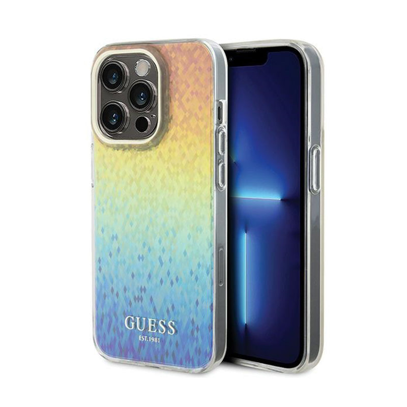 Guess IML Faceted Mirror Disco Iridescent – dėklas, skirtas iPhone 14 Pro Max (švytintis)