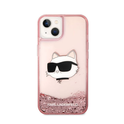 Karl Lagerfeld Liquid Glitter NFT Choupette Head – dėklas, skirtas „iPhone 14 Plus“ (rožinis)