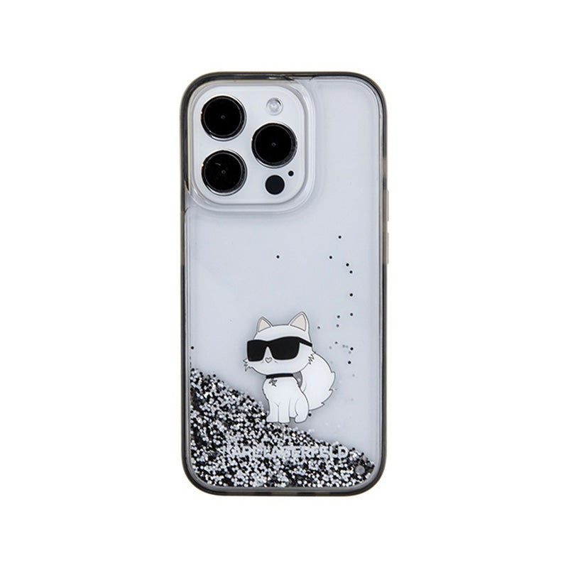Karl Lagerfeld Liquid Glitter Choupette - „iPhone 15 Pro Max“ dėklas (skaidrus)