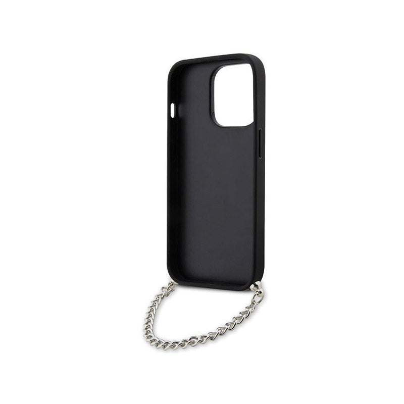 Karl Lagerfeld Saffiano Monogram Chain - dėklas, skirtas „iPhone 14 Pro“ (sidabrinis)