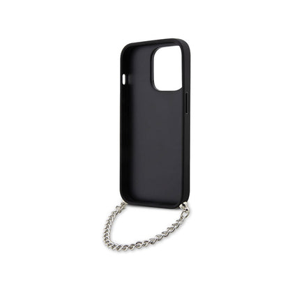 Karl Lagerfeld Saffiano Monogram Chain - dėklas, skirtas „iPhone 14 Pro“ (sidabrinis)