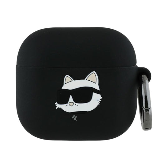 Karl Lagerfeld silikoninis „Choupette Head 3D“ – „AirPods 4“ dėklas (juodas)
