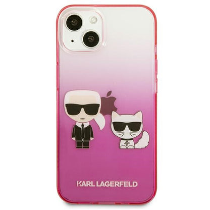 Karl Lagerfeld Gradient Ikonik Karl & Choupette – dėklas, skirtas iPhone 13 mini (rožinis)