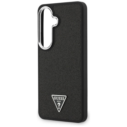 Guess Fixed Glitter Triangle MagSafe dėklas - Samsung Galaxy S26 dėklas (juodas)