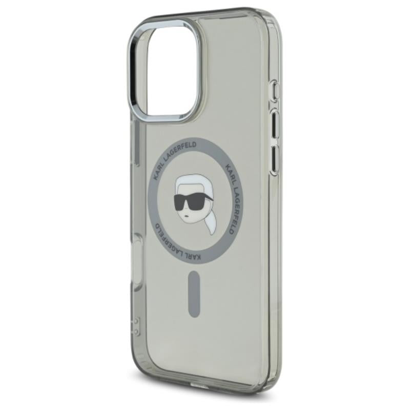 Karl Lagerfeld IML Metal Karl Head MagSafe – dėklas skirtas iPhone 16 Pro Max (juodas)