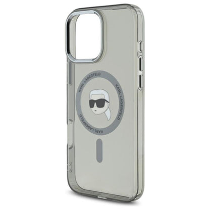 Karl Lagerfeld IML Metal Karl Head MagSafe – dėklas skirtas iPhone 16 Pro Max (juodas)