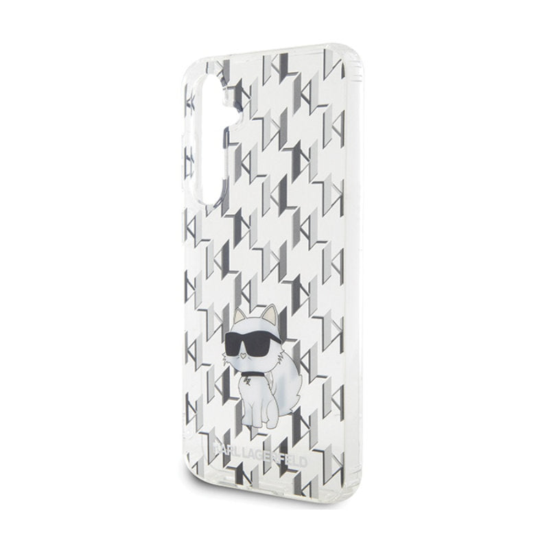 Karl Lagerfeld Monogram Choupette – „Samsung Galaxy S23 FE“ dėklas (skaidrus)