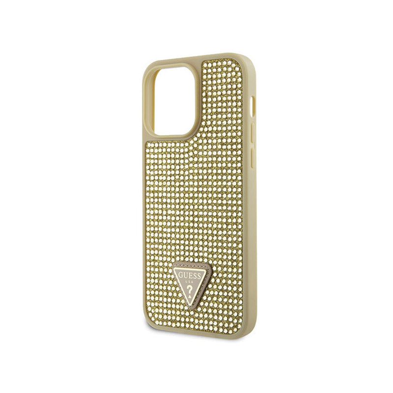 Guess Rhinestone Triangle – dėklas, skirtas iPhone 14 Pro Max (auksinis)