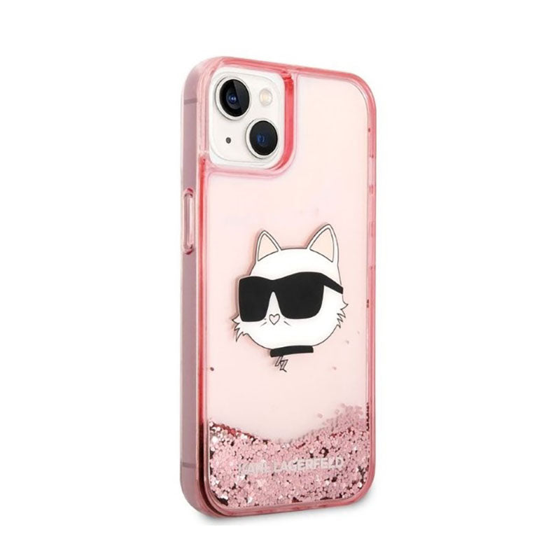 Karl Lagerfeld Liquid Glitter NFT Choupette Head – dėklas, skirtas „iPhone 14 Plus“ (rožinis)