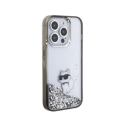 Karl Lagerfeld Liquid Glitter Choupette - „iPhone 15 Pro Max“ dėklas (skaidrus)