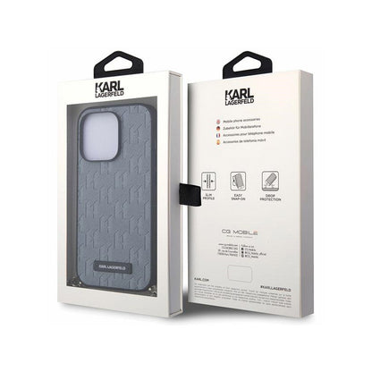 Karl Lagerfeld Saffiano Monogram Chain - dėklas, skirtas „iPhone 14 Pro“ (sidabrinis)