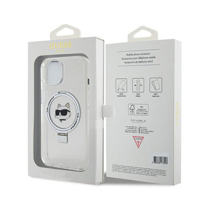Karl Lagerfeld žiedo stovas Choupette Head MagSafe – „iPhone 15“ dėklas (baltas)