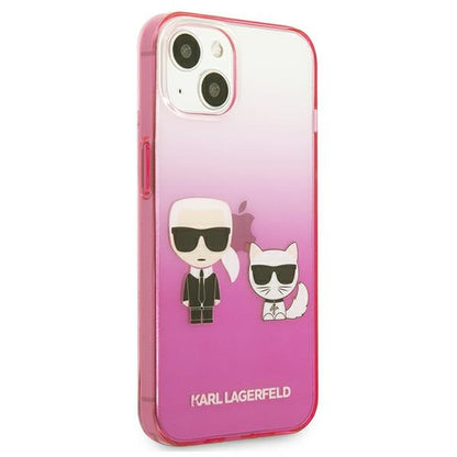 Karl Lagerfeld Gradient Ikonik Karl & Choupette – dėklas, skirtas iPhone 13 mini (rožinis)