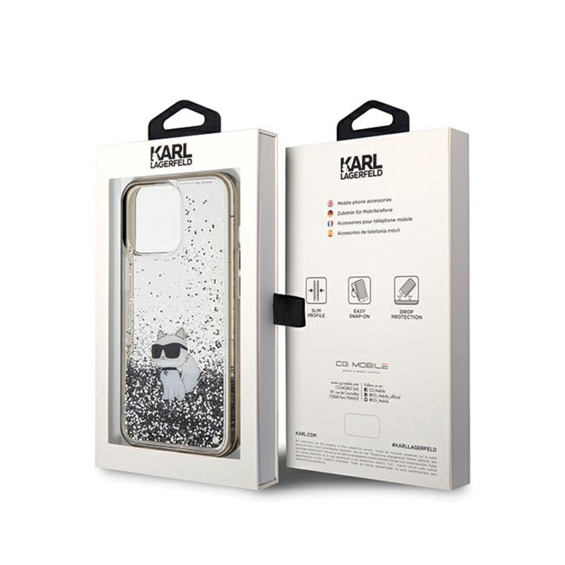 Karl Lagerfeld Liquid Glitter Choupette – „iPhone 13 Pro“ dėklas (permatomas)