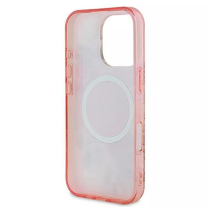 Guess IML Gėlė ir Tonalinis Ratas MagSafe - Dėklas iPhone 16 Pro (Rožinis)