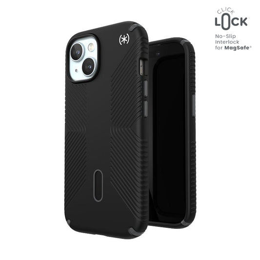Speck Presidio2 Grip ClickLock & MagSafe – dėklas iPhone 16e / iPhone 15 / iPhone 14 / iPhone 13 (juodas)