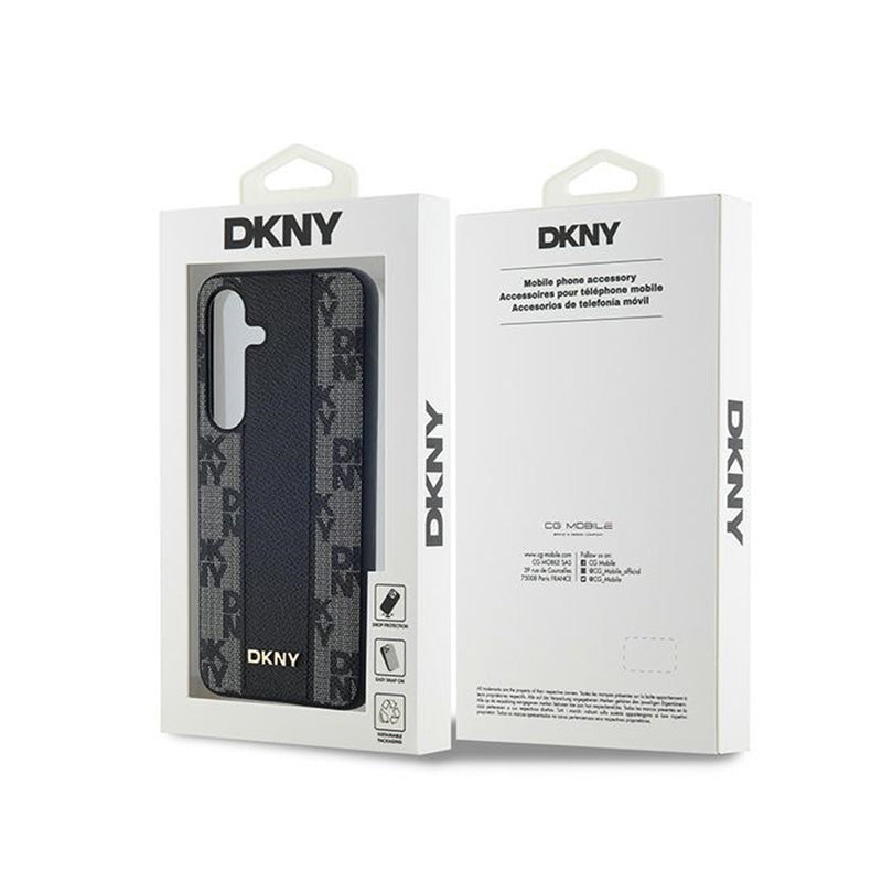 DKNY Leather Checkered Mono Pattern MagSafe – Dėklas Samsung Galaxy S24 (juodas)