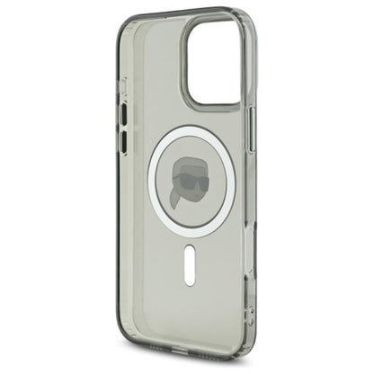 Karl Lagerfeld IML Metal Karl Head MagSafe – dėklas skirtas iPhone 16 Pro Max (juodas)