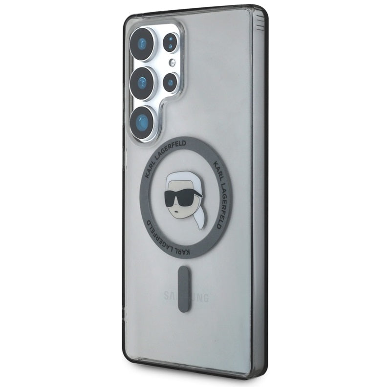 Karl Lagerfeld Mygtuko Karl Galvos Atspausdintas Logotipas MagSafe - Dėklas Samsung Galaxy S25 Ultra (Juodas)