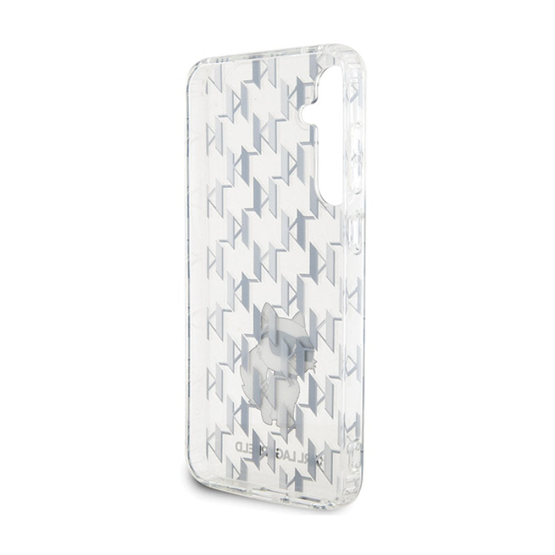 Karl Lagerfeld Monogram Choupette – „Samsung Galaxy S23 FE“ dėklas (skaidrus)