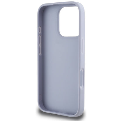 Guess Hot Stamp 4G Pattern Triangle Metal Logo - dėklas iPhone 16 Pro (violetinis)