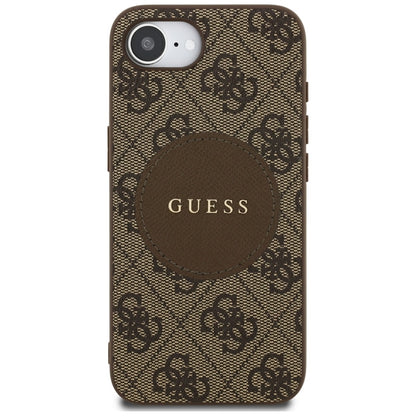 Guess 4G Circle Classic Logo MagSafe - dėklas skirtas iPhone 16e (rudas)