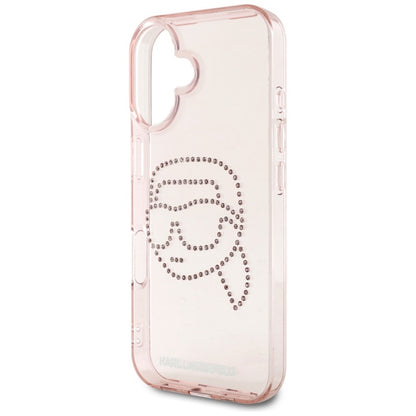 Karl Lagerfeld IML Rhinestones Karl Head – dėklas iPhone 16 (rožinis)