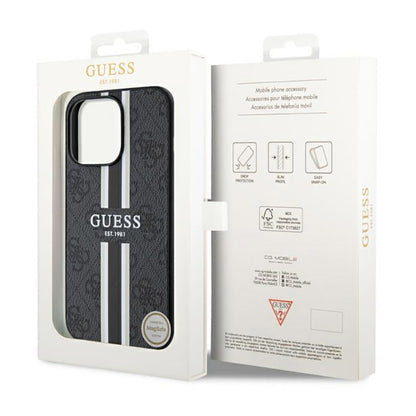 Guess 4G Printed Stripes MagSafe – dėklas iPhone 13 Pro Max (juodas)