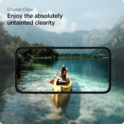 "Spigen Alm Glass FC" 2 vnt. - grūdintas stiklas "iPhone 16e" / "iPhone 14" / "iPhone 13" / "iPhone 13 Pro" 2 vnt. (Juoda)