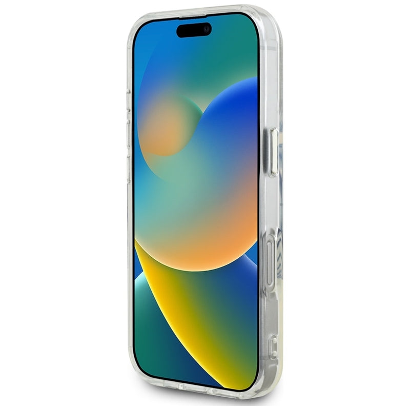 Guess IML Metal Colored Circle Classic Logo MagSafe – dėklas, skirtas iPhone 16 Pro (rožinis)