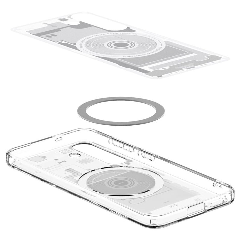 Spigen Ultra Hybrid Mag MagSafe – dėklas, skirtas Samsung Galaxy S25 (Zero One White)