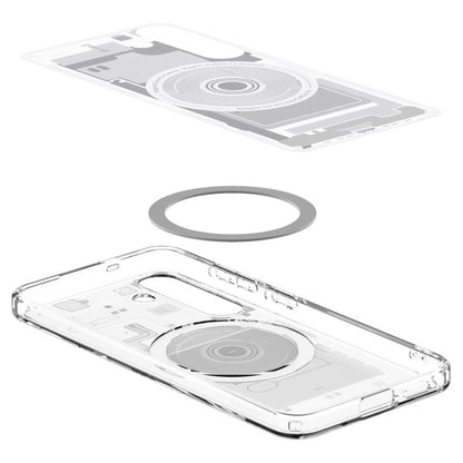 Spigen Ultra Hybrid Mag MagSafe – dėklas, skirtas Samsung Galaxy S25 (Zero One White)