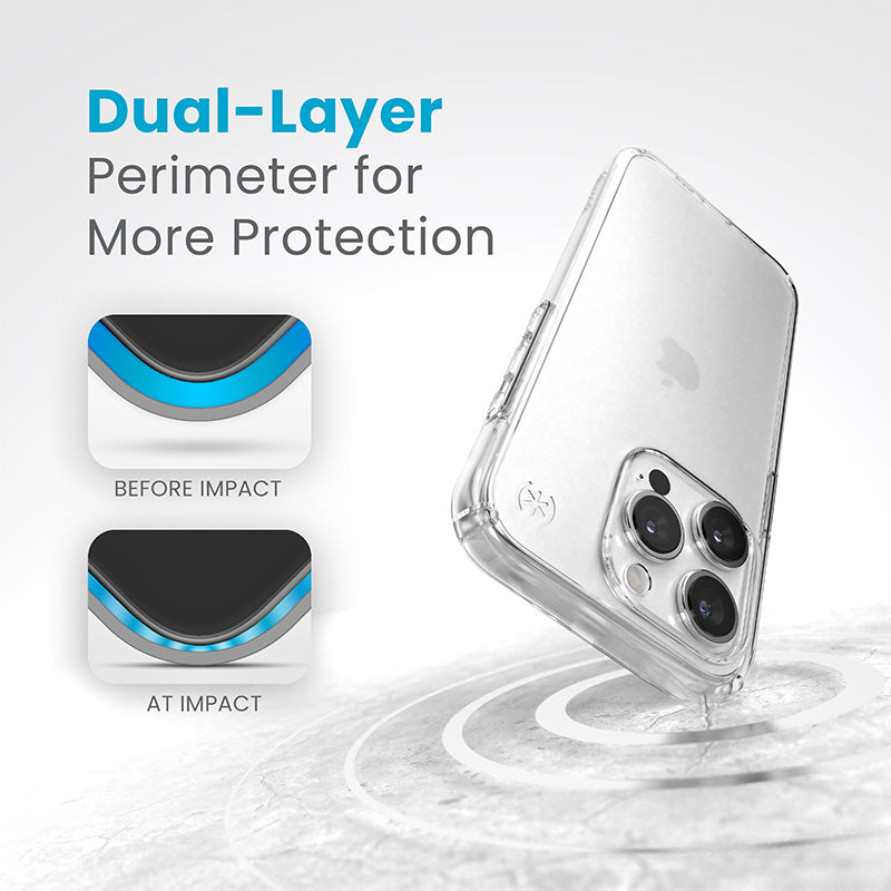 Speck Presidio Perfect-Clear – dėklas, skirtas „iPhone 15 Pro“ (permatomas)