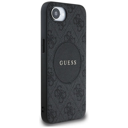 Guess 4G Circle Classic Logo MagSafe - Dėklas iPhone 16e (juodas)