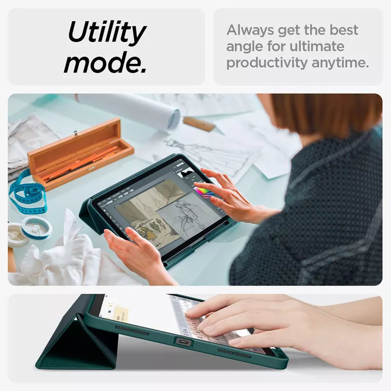 Spigen Urban Fit - dėklas skirtas iPad Air 11" M3 (2025) / M2 (2024) / iPad Air 10.9" (5-osios ir 4-osios kartos) (2022-2020) (vidurnakčio žalia)